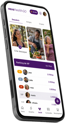 Tela da rede social do Nexa Health GO em um celular